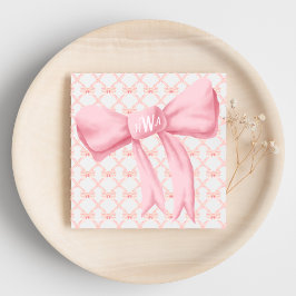 Rosa Bow Monogram Napkin Serviette