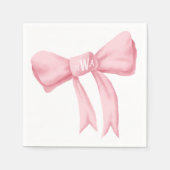 Rosa Bow Monogram Preppy Napkin - Claudia Schrifta Serviette (Vorderseite)