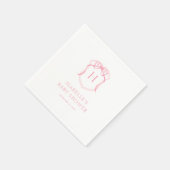 Rosa Bow Monogram Wappen Babydusche Serviette (Ecke)