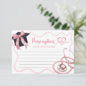 Rosa Bow Nurse Abschluss Verschreibung Karte (Stehend Vorderseite)