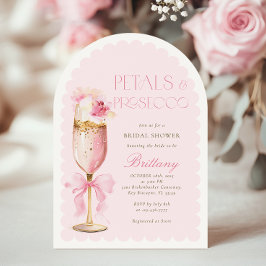 Rosa Bow Petals Prosecco Brautparty Arch Einladung