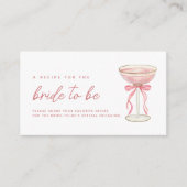 Rosa Bow Petals & Prosecco Brautparty Rezept Begleitkarte (Vorderseite)
