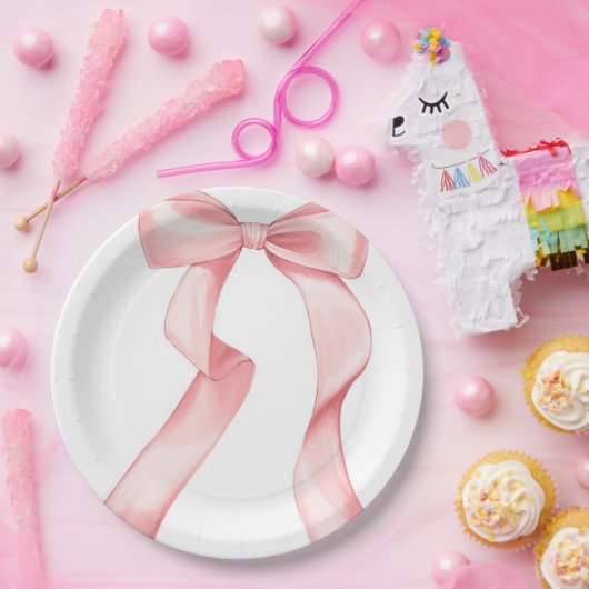 Rosa Bow Plate 9" Pappteller (Party)