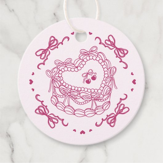 Rosa Bow Retro Herz Coquette Bacheloretto Geschenkanhänger (Vorderseite)