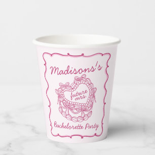 Rosa Bow Retro Herz Coquette Bacheloretto Pappbecher