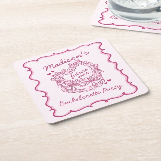 Rosa Bow Retro Herz Coquette Bacheloretto Rechteckiger Pappuntersetzer (angewinkelt)