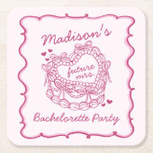 Rosa Bow Retro Herz Coquette Bacheloretto Rechteckiger Pappuntersetzer (Vorderseite)