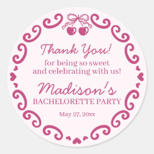 Rosa Bow Retro Herz Coquette Bacheloretto Runder Aufkleber