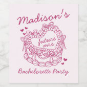 Rosa Bow Retro Herz Coquette Bacheloretto Weinetikett (Einzelnes Label)