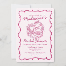 Rosa Bow Retro Herz Coquette Brautparty Einladung