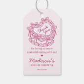 Rosa Bow Retro Herz Coquette Brautparty Geschenkanhänger (Rückseite)