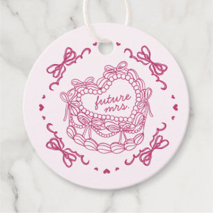 Rosa Bow Retro Herz Coquette Brautparty Geschenkanhänger