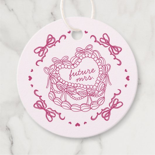 Rosa Bow Retro Herz Coquette Brautparty Geschenkanhänger (Vorderseite)