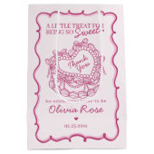 Rosa Bow Retro Herz Coquette Brautparty Mittlere Geschenktüte (Rückseite)
