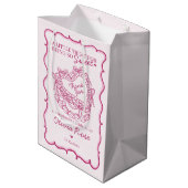 Rosa Bow Retro Herz Coquette Brautparty Mittlere Geschenktüte (Rückseite Schrägansicht)