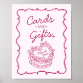 Rosa Bow Retro Herz Coquette Cake Cards & Geschenk Poster (Vorne)