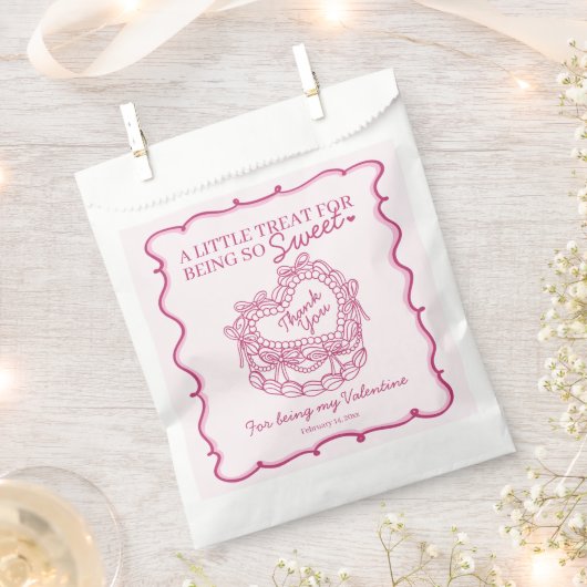 Rosa Bow Retro Herz Coquette Cake Valentine Geschenktütchen (Ausgeschnitten)