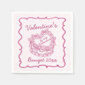 Rosa Bow Retro Herz Coquette Cake Valentine Serviette (Vorderseite)