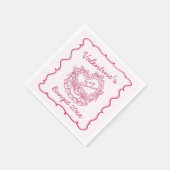 Rosa Bow Retro Herz Coquette Cake Valentine Serviette (Ecke)