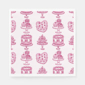 Rosa Bow Retro Herz Coquette Cake Valentine Serviette (Vorderseite)