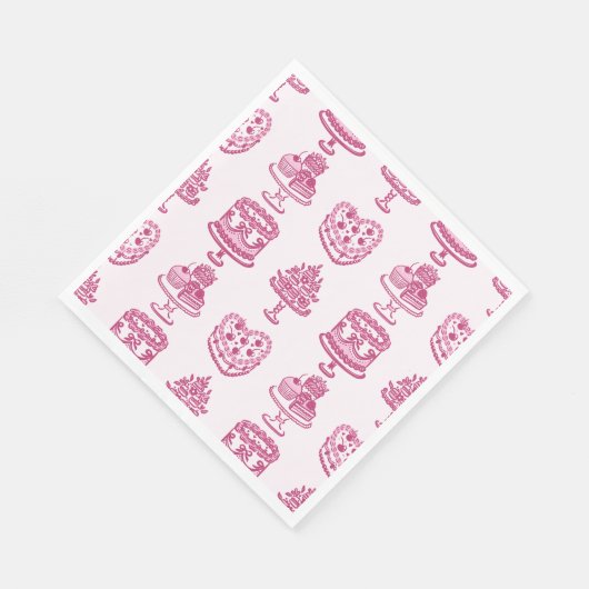 Rosa Bow Retro Herz Coquette Cake Valentine Serviette (Ecke)