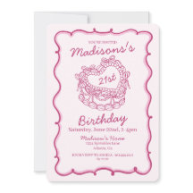 Rosa Bow Retro Herz Coquette Kuchen 21. Geburtstag