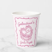 Rosa Bow Retro Herz Coquette Kuchen Galentine Pappbecher (Rückseite)