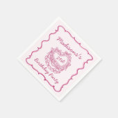 Rosa Bow Retro Herz Coquette Kuchen Geburtstag Serviette (Ecke)
