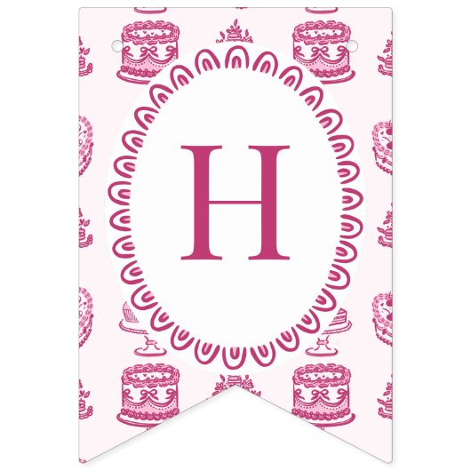 Rosa Bow Retro Herz Coquette Kuchen Happy Geburtst Wimpelkette (Zweite Fahne)