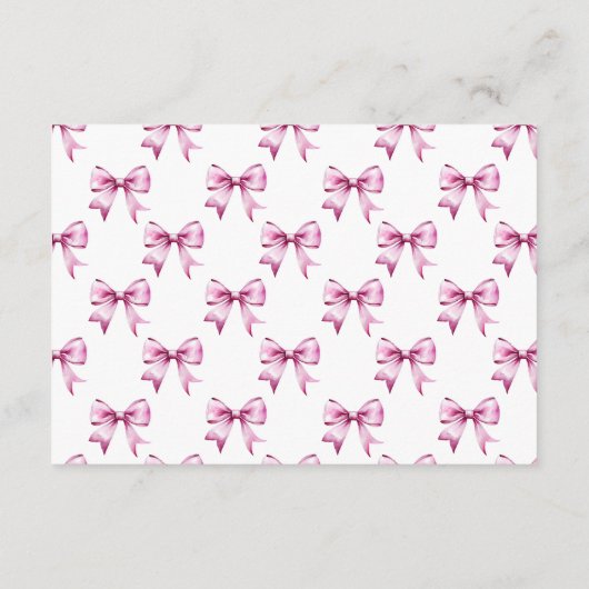 Rosa Bow Ribbon Books für das Baby Begleitkarte (Rückseite)
