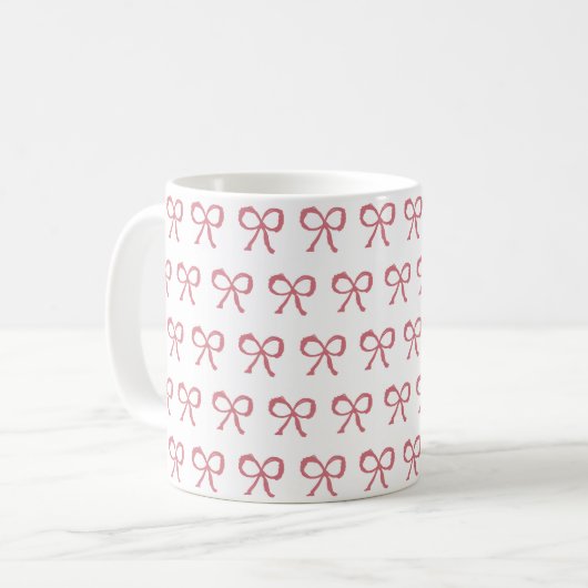 Rosa Bow Ribbon Liebe Muster Valentine Kaffeetasse (Vorderseite Links)