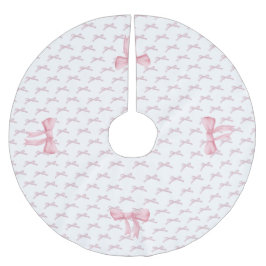 Rosa Bow Ribbon Polyester Weihnachtsbaumdecke