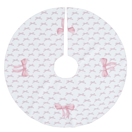 Rosa Bow Ribbon Polyester Weihnachtsbaumdecke (Vorderseite)