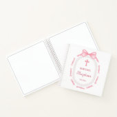 Rosa Bow Ribbon Rahmen Taufe Gästebuch Notizblock (Innenseite)
