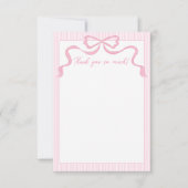 Rosa Bow, rosa und weiße Ribbon Dankeskarte (Vorderseite)