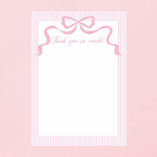 Rosa Bow, rosa und weiße Ribbon Dankeskarte