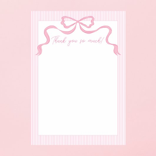 Rosa Bow, rosa und weiße Ribbon Dankeskarte