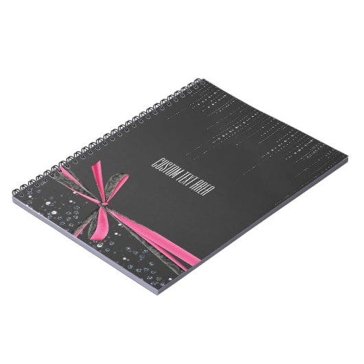 Rosa Bow Sparkle Ribbon & Bling Journal-Notebook Notizblock (Linke Seite)