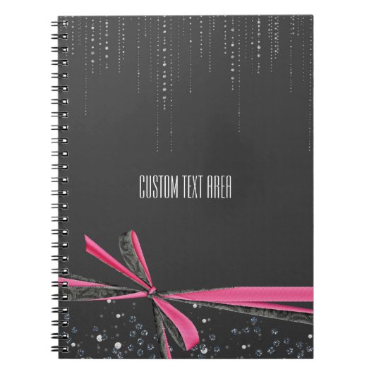 Rosa Bow Sparkle Ribbon & Bling Journal-Notebook Notizblock (Vorderseite)