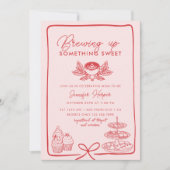 Rosa Bow | Sweet Baby Dusche Einladung (Vorderseite)