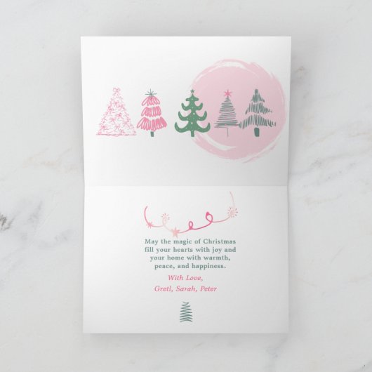 Rosa: Bow & Trees Doodles - Faltkarte für den Urla Karte (Innenseite)