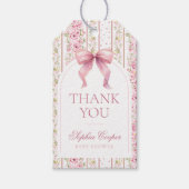 Rosa Bow Vintag Coquette Babydusche Geschenkanhänger (Vorderseite)