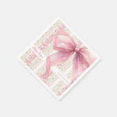 Rosa Bow Vintag Coquette Babydusche Serviette (Ecke)