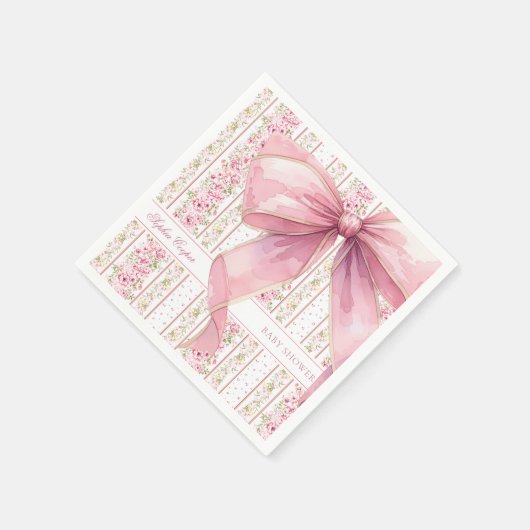 Rosa Bow Vintag Coquette Babydusche Serviette (Ecke)