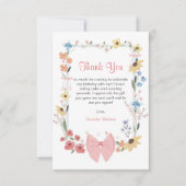 Rosa Bow Wildblume 1. Geburtstag Dankeskarte (Vorderseite)