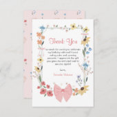 Rosa Bow Wildblume 1. Geburtstag Dankeskarte (Vorne/Hinten)