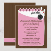 Rosa/Bowlings-Gassen-Bowlings-Geburtstag Browns Einladung (Vorne/Hinten)