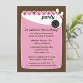 Rosa/Bowlings-Gassen-Bowlings-Geburtstag Browns Einladung (Stehend Vorderseite)