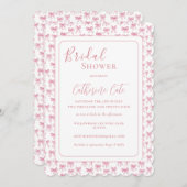 Rosa Bows Bridal Dusche Einladung (Vorne/Hinten)