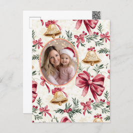 Rosa Bows Gold Bells Foto Postkarte